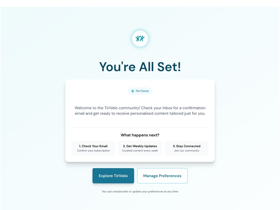 Step four: a confirmation screen setting out what happens next.